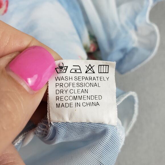 Celestial Cloud Angel Print Sheer Layered Top Pastel Blue Cherub Ethereal Size S - Picture 9 of 9